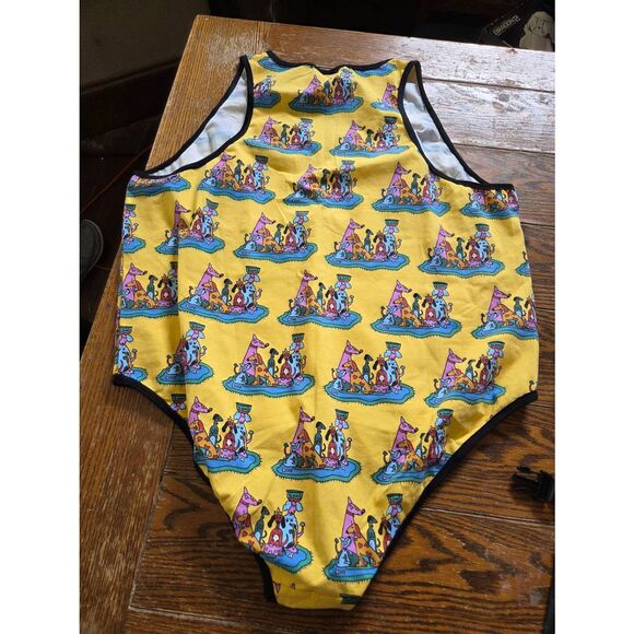 Nooworks Bodysuit Plus Size 5X Yellow Dog Print - Picture 2 of 4